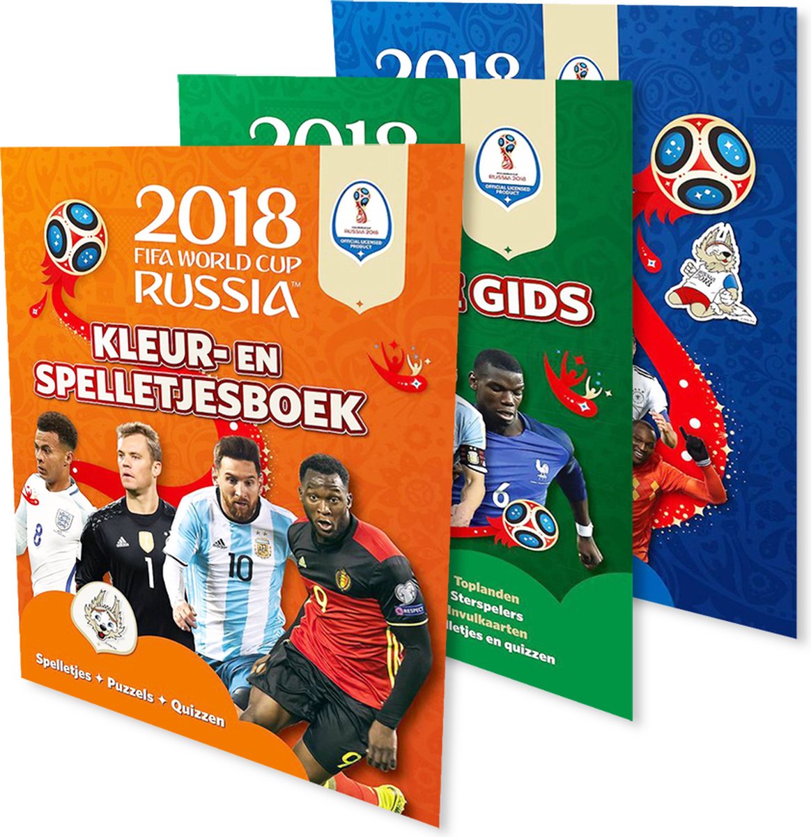 Voetbal boeken voor kinderen - Pakket van 3 voetbalboeken met meer dan 200 stickers - WK voetbal 2018