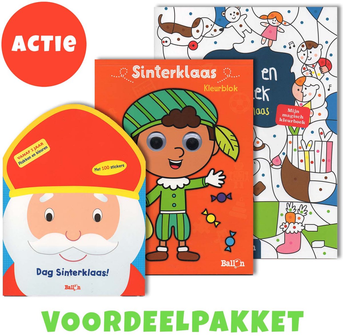 Sinterklaas cadeau voor kinderen van 2 tot 7 jaar - Sinterklaaspakket met 3 kleur- en stickerboeken
