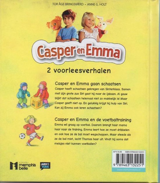 Casper en Emma - 2 Voorleesverhalen - Schaatsen & Voetbaltraining - Harde Kaft