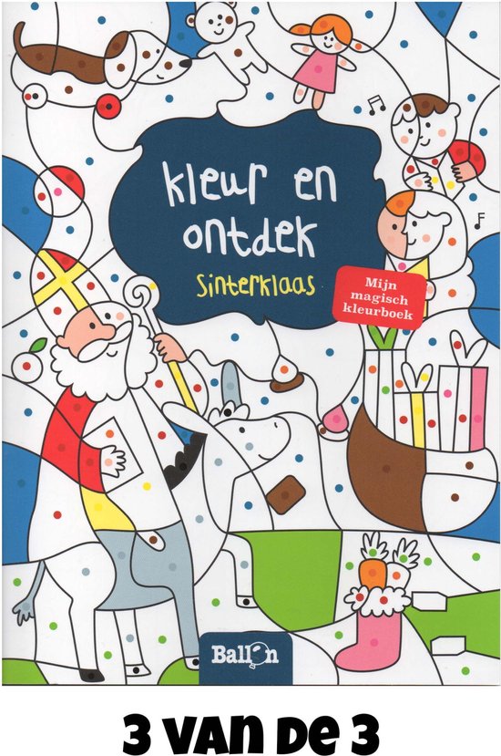 Sinterklaas cadeau voor kinderen van 2 tot 7 jaar - Sinterklaaspakket met 3 kleur- en stickerboeken