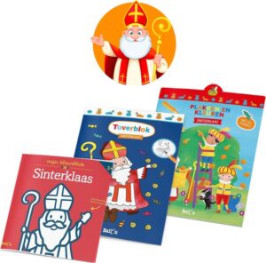 Schoencadeautjes Sinterklaas 3 tot 6 jaar - Toverblok + Kleurboek + Stickerboek - Voordeelbundel van 3 schoencadeautjes tot 5 euro - Sinterklaas cadeautjes