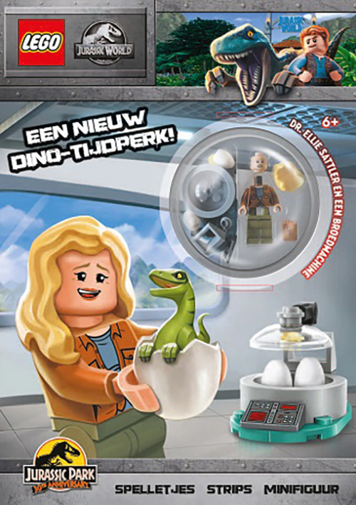LEGO Jurassic World doeboek + minifiguur Dr. Ellie & Dino broedmachine