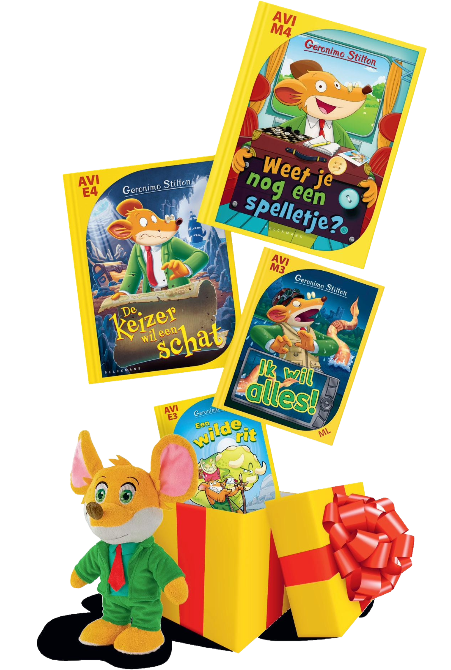 Geronimo Stilton - Cadeaubox - 4 AVI boeken + knuffel