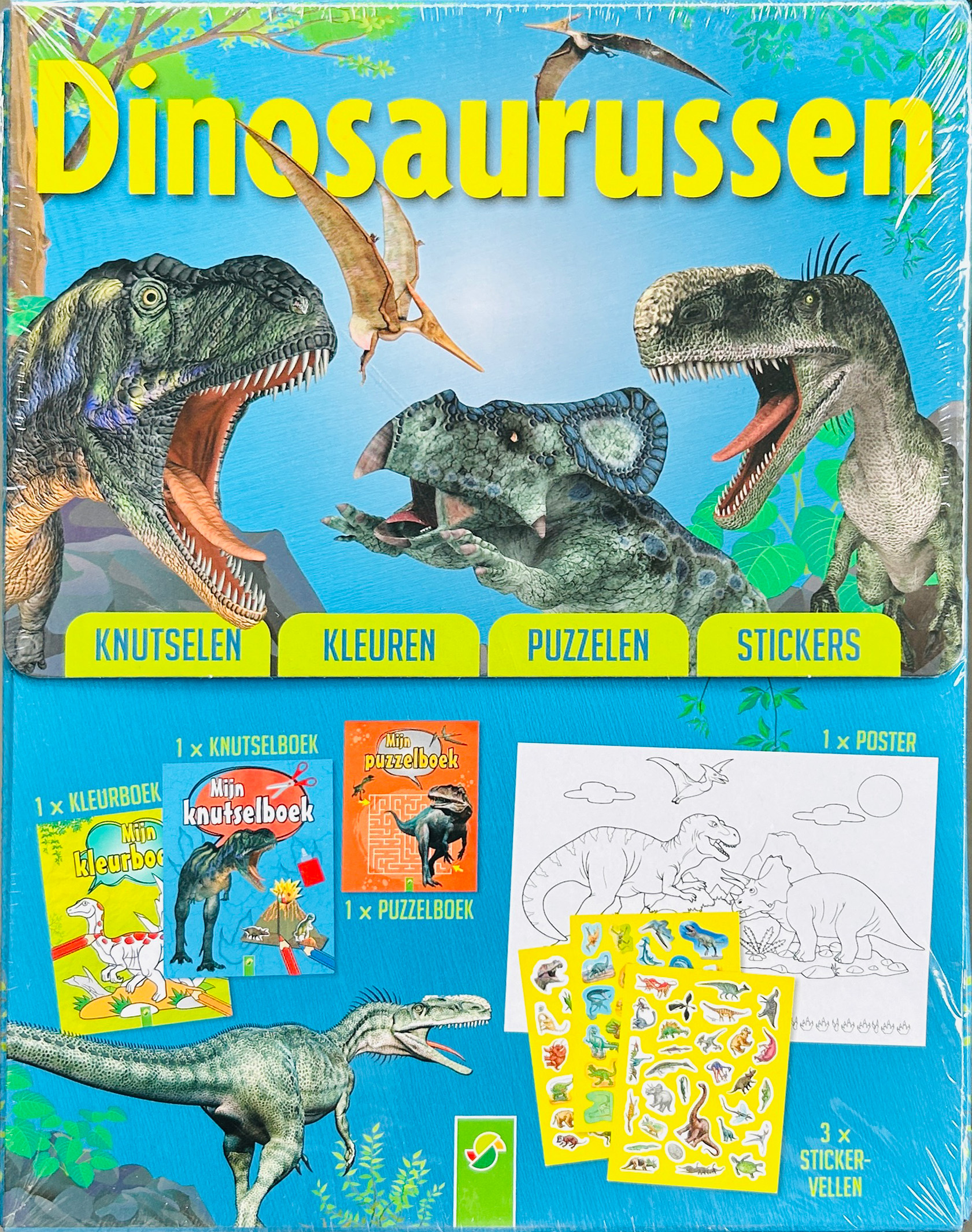 Dinosaurussen pakket - Knutselen, kleuren puzzelen en stickers